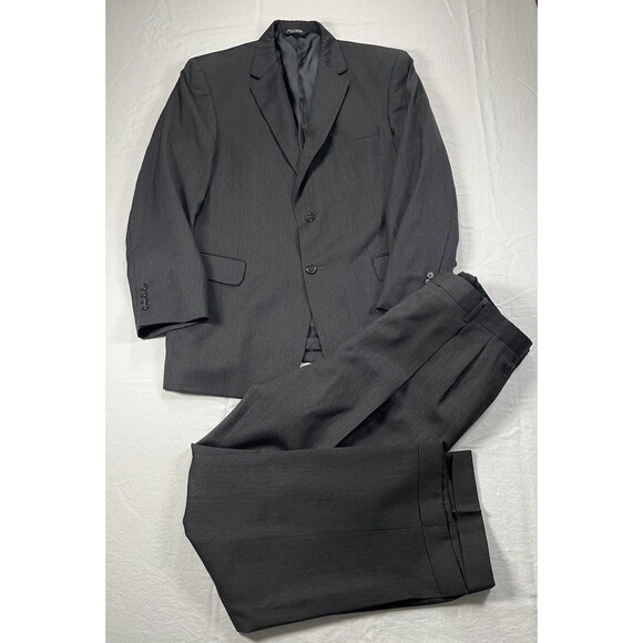 Jos A Bank Suit Mens 43 RG Charcoal Gray 2 Button Wool Blazer Pants 37 RG Pants